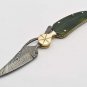 10'' Folding Hunter Pocket Knife Custom Hand Made Forged Damascus Steel Bowie Knife Bone Handle