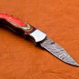 7.0" Handmade Damascus Folding Pocket knife Hunting knife 100% Handmade Damascus