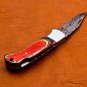 7.0" Handmade Damascus Folding Pocket knife Hunting knife 100% Handmade Damascus