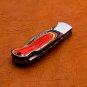 7.0" Handmade Damascus Folding Pocket knife Hunting knife 100% Handmade Damascus