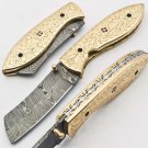 Handmade Damascus Folding Pocket knife Hunting knife 100% Handmade Damascus Steel Handle