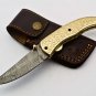 Handmade Damascus Folding Pocket knife Hunting knife 100% Handmade Damascus