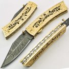 Handmade Damascus Folding Pocket knife Hunting knife 100% Handmade Damascus