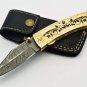 Handmade Damascus Folding Pocket knife Hunting knife 100% Handmade Damascus