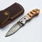 Handmade Damascus Folding Pocket knife Hunting knife 100% Handmade Handle Ram