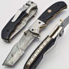 Handmade Damascus Folding Pocket knife Hunting knife 100% Handmade Damascus Steel Handle