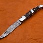 8.75" Handmade Damascus Folding Pocket knife Hunting knife 100% Handmade Damascus