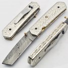 Handmade Damascus Folding Pocket knife Hunting knife 100% Handmade Damascus