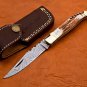 8.75" Handmade Damascus Folding Pocket knife Hunting knife 100% Handmade Damascus Steel