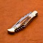8.75" Handmade Damascus Folding Pocket knife Hunting knife 100% Handmade Damascus Steel