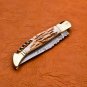 8.75" Handmade Damascus Folding Pocket knife Hunting knife 100% Handmade Damascus Steel