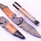 8" Handmade Damascus Folding Pocket knife Hunting knife 100% Handmade Damascus