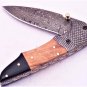 8" Handmade Damascus Folding Pocket knife Hunting knife 100% Handmade Damascus