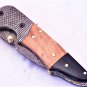 8" Handmade Damascus Folding Pocket knife Hunting knife 100% Handmade Damascus