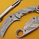 8.5" Handmade Damascus Folding Pocket knife Karambit Knife Hunting knife Handle Damascus