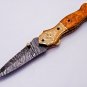 Handmade Damascus Folding Pocket knife Hunting knife 100% Handmade Damascus