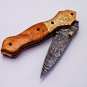 Handmade Damascus Folding Pocket knife Hunting knife 100% Handmade Damascus