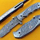 Handmade Damascus Folding Pocket knife Hunting knife 100% Handmade Damascus