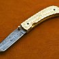 8'' Handmade Damascus Folding Pocket knife Hunting knife 100% Handmade Damascus