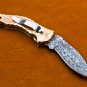 8.25" Handmade Damascus Folding Pocket knife Hunting knife 100% Handmade Damascus