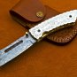 8'' Handmade Damascus Folding Pocket knife Hunting knife 100% Handmade Damascus