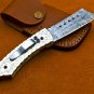 8'' Handmade Damascus Folding Pocket knife Hunting knife 100% Handmade Damascus