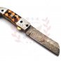8.5'' Custom Hand Made Forged Folding Hunter Pocket Knife Damascus Steel Bowie Knife