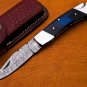9" Handmade Damascus Folding Pocket knife Hunting knife 100% Handmade Damascus