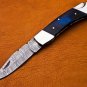 9" Handmade Damascus Folding Pocket knife Hunting knife 100% Handmade Damascus