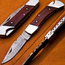 9" Handmade Damascus Folding Pocket knife Hunting knife 100% Handmade Damascus