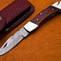 9" Handmade Damascus Folding Pocket knife Hunting knife 100% Handmade Damascus