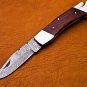 9" Handmade Damascus Folding Pocket knife Hunting knife 100% Handmade Damascus
