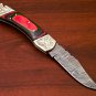9" Handmade Damascus Folding Pocket knife Hunting knife 100% Handmade Damascus