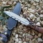 14 Inch Custom HandMade Forged D2 Steel Beautiful Hunting Knife Fixed Blade Handle Walnut Wood