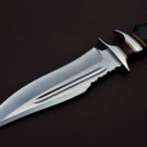 Handmade D2 Custom Steel Hunting Bowie Knife Fixed Blade with Leather sheath Handle Bull Horn 1088