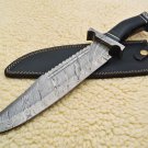 15.5'' Custom Hand Made Forged Hunter Knife Damascus Steel Bowie Knife Handle Sheep Horn