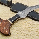 11.5'' Custom Hand Made Forged Damascus Tracker Knife with Buffalo Horn & Rose Wood