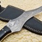 11.5'' Custom Hand Made Forged Damascus Tracker Knife with Buffalo Horn & Rose Wood