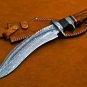 14.5 inch Custom handmade Damascus hunting knife Handle Tali Wood with leather sheath 101