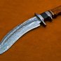 14.5 inch Custom handmade Damascus hunting knife Handle Tali Wood with leather sheath 101