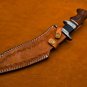 14.5 inch Custom handmade Damascus hunting knife Handle Tali Wood with leather sheath 101