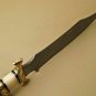 Custom Hand Made Forged Damascus Steel Hunting Bowie Knife Fixed Blade Leather Handle Camel Bone
