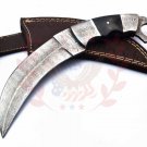 13" Handmade Damascus Karambit Knife Hunting knife Handle Bullhorn Handmade Damascus Steel