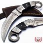 13" Handmade Damascus Karambit Knife Hunting knife Handle Bullhorn Handmade Damascus Steel