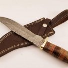 10" Inch Custom HandMade Forged Damascus Steel Hunting Bowie Fixed Blade