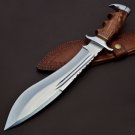 Handmade D2 Custom Steel Hunting Bowie Knife Fixed Blade with Leather sheath Handle Walnut wood 1077