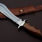 Handmade D2 Custom Steel Hunting Bowie Knife Fixed Blade with Leather sheath Handle Walnut wood 1077