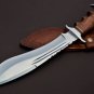 Handmade D2 Custom Steel Hunting Bowie Knife Fixed Blade with Leather sheath Handle Walnut wood 1077