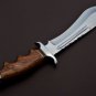 Handmade D2 Custom Steel Hunting Bowie Knife Fixed Blade with Leather sheath Handle Walnut wood 1077