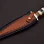 Handmade D2 Custom Steel Hunting Bowie Knife Fixed Blade with Leather sheath Handle Camel Bone
